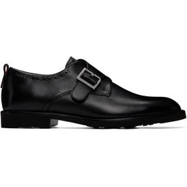 Hugo Hugo Black Leather Brogue Details Monkstraps