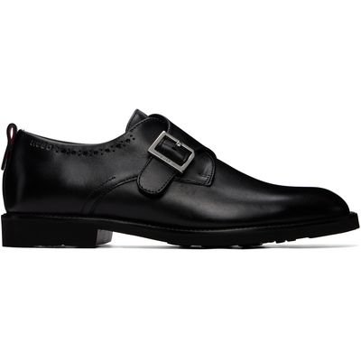 Hugo Hugo Black Leather Brogue Details Monkstraps