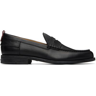 Hugo Hugo Black Leather Penny Trim Loafers
