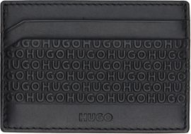 Hugo Hugo Black Logo-Pattern Leather Card Holder