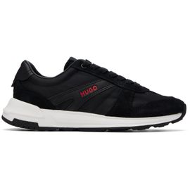 Hugo Hugo Black Logo Detail Suede-Trim Sneakers