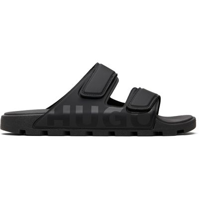 Hugo Hugo Black Logo Double Touch-Closure Straps Sandals