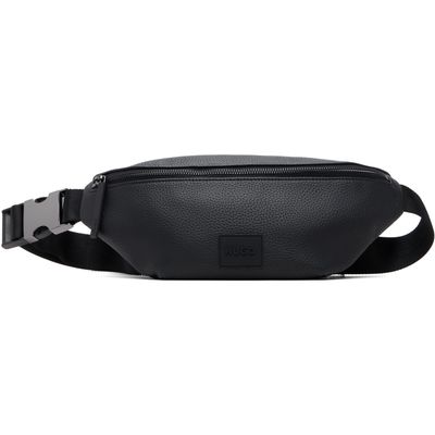 Hugo Hugo Black Logo Patch Grained Belt Bag