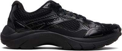 Hugo Hugo Black Mesh Faux-Leather Sneakers