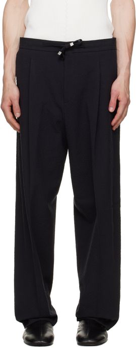 Hugo Hugo Black Modern-Fit Seersucker Trousers