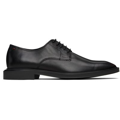 Hugo Hugo Black Smooth Leather Embossed Logo Derbys