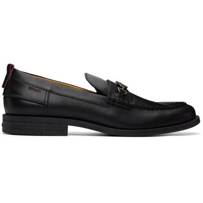 Hugo Hugo Black Stacked-Logo Bit Loafers