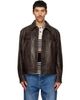 Hugo Hugo Brown Regular-Fit Leather Jacket - 1
