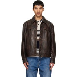 Hugo Hugo Brown Regular-Fit Leather Jacket