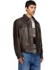 Hugo Hugo Brown Regular-Fit Leather Jacket - 2