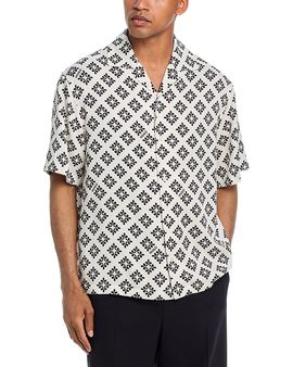 Hugo Hugo Espino Oversized Fit Diamond Pattern Shirt
