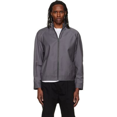 Hugo Hugo Gray Slim-Fit Chalk-Stripe Virgin Wool Jacket