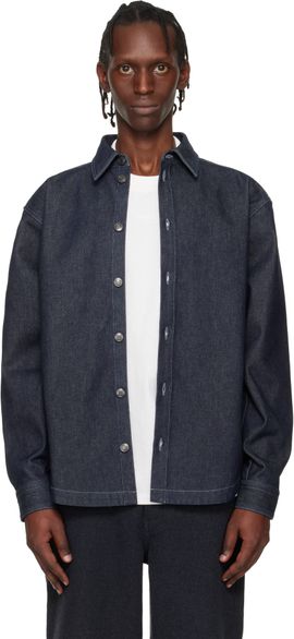 Hugo Hugo Navy Oversized-Fit Weighty Denim Overshirt