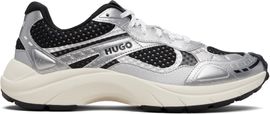 Hugo Hugo Silver & Black Mesh Faux-Leather Sneakers