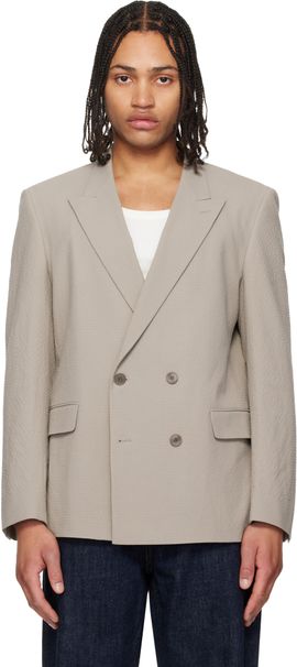 Hugo Hugo Taupe Double-Breasted Blazer