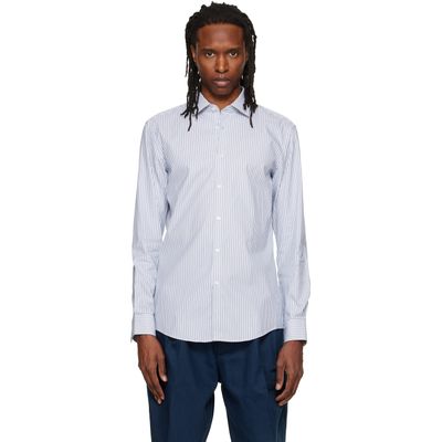 Hugo Hugo White & Blue Slim-Fit Oxford Cotton Shirt