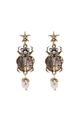 Humanist Beauty Humanist Beauty Vintage Scarab Pearl Earrings