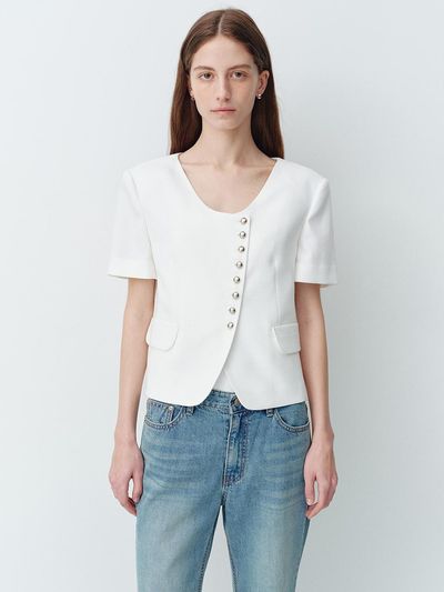 HUNCH Asymmetry Summer Tweed Blazer