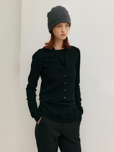 HUNCH Bustier layered knit pullover (2color)