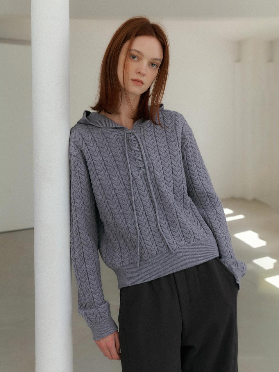 HUNCH Cable knit hoodie (2color)