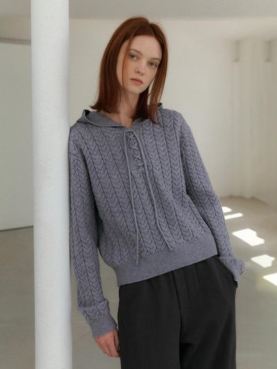 HUNCH Cable knit hoodie (2color)