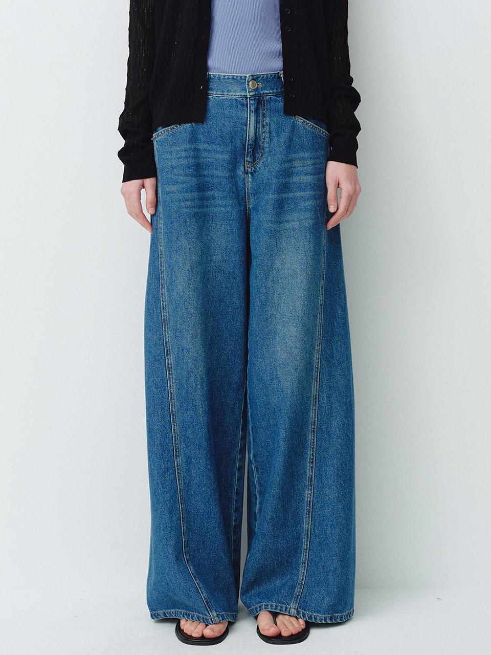 HUNCH Cutting Line Wide Denim Pants