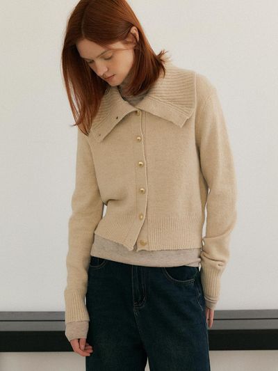 HUNCH High neck button cardigan (2color)
