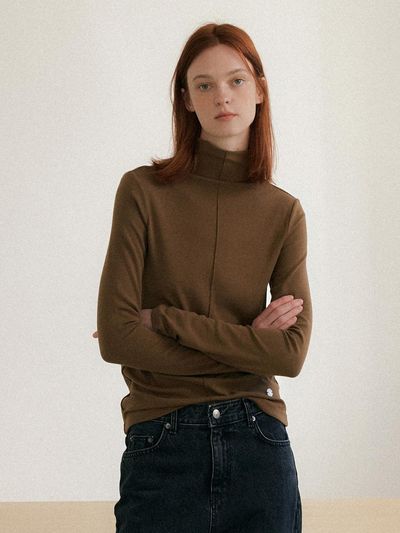 HUNCH Pin tuck classic turtle neck top (2color)