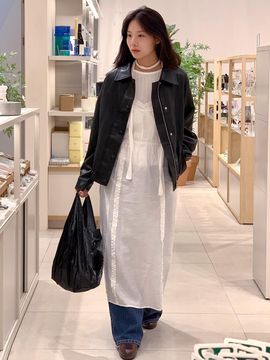 HUNCH Scallop Embroidery Elastic Waist Maxi Dress