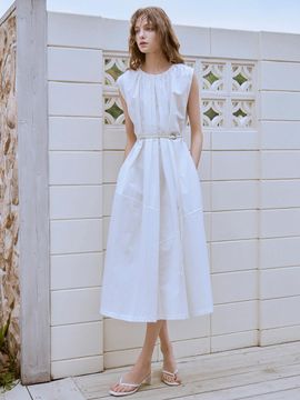 HUNCH Shirring Sleeveless Maxi Dress