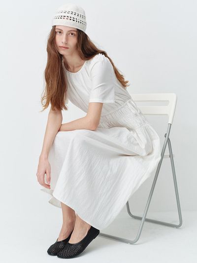 HUNCH Square Neck Smocking Dress [2color]