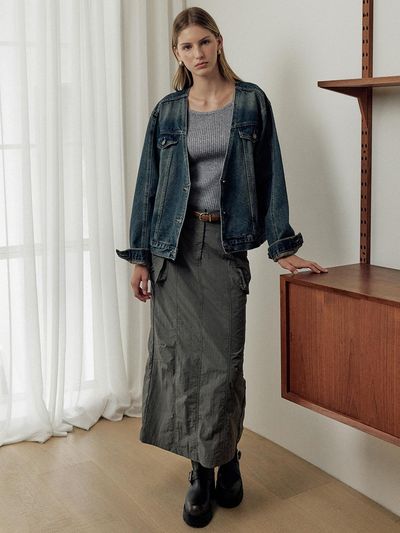 HUNCH Structure cargo pocket skirt (2color)