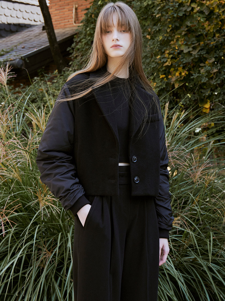 HUNCH Volume Sleeve Crop Jacket Coat