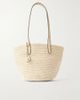 HUNTING SEASON Market leather-trimmed raffia tote - 1