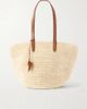 HUNTING SEASON Market leather-trimmed woven fique tote - 1