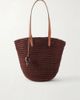 HUNTING SEASON Market leather-trimmed woven raffia tote - 1
