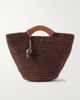 HUNTING SEASON Shopper large leather-trimmed woven raffia tote - 1