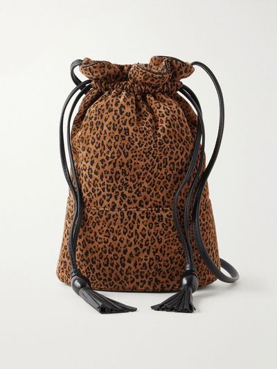 HUNTING SEASON The Sac tasseled leopard-print leather-trimmed suede bucket bag