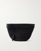 HUNTING SEASON Zip leather-trimmed raffia clutch - 1