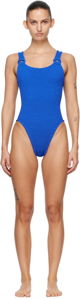 Hunza G Hunza G Blue Tonal Hoops Domino Swimsuit