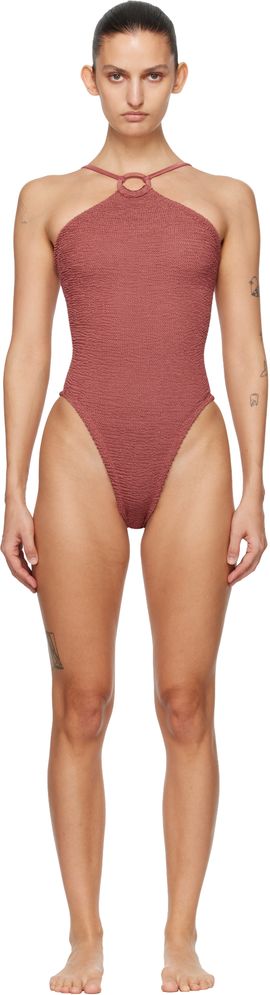 Hunza G Hunza G Burgundy Jasmine Tonal Hoop Swimsuit