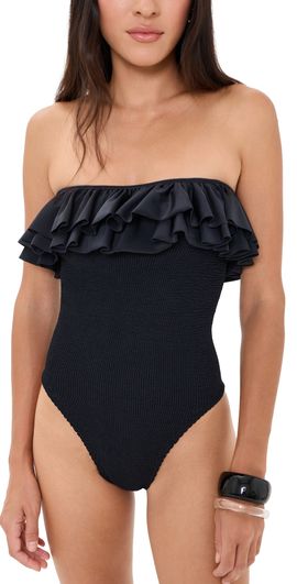 Hunza G Hunza G Eloise Frill One Piece Swimsuit Black One