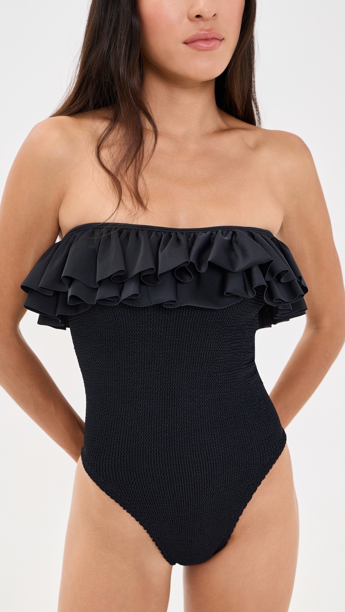 Hunza G - Eloise Frill One Piece Swimsuit Black One