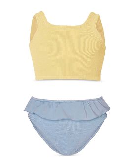 Hunza G Hunza G Girls' Duo Olive Crinkle Two Piece Swimsuit