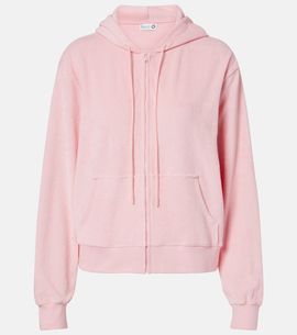 Hunza G Hunza G Logo cotton terry zip-up hoodie