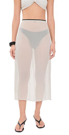 Hunza G Hunza G Sheer Polka-Dot Skirt Vanilla Polka Dot Crepe