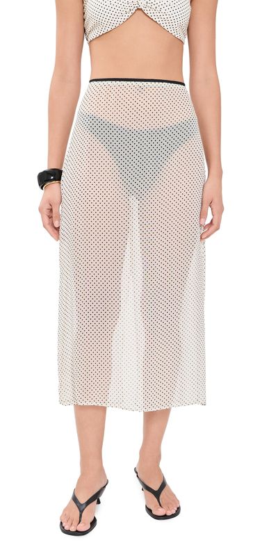 Hunza G Hunza G Sheer Polka-Dot Skirt Vanilla Polka Dot Crepe