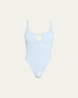 Hunza G Mia Beaded Keyhole One-Piece Swimsuit