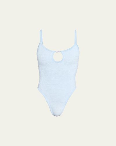 Hunza G Mia Beaded Keyhole One-Piece Swimsuit
