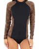 Hurley Hurley Soft Spot Zip Front Long Sleeve Rashguard One-Piece Swimsuit - 1